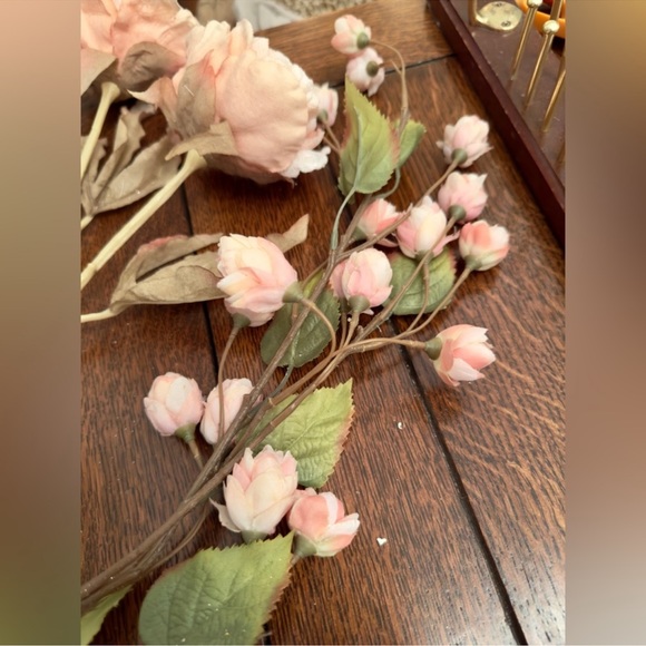 Blush Pink Roses Peonies Floral Green Leaves Wedding Dining Table Arrangement - Picture 4 of 16